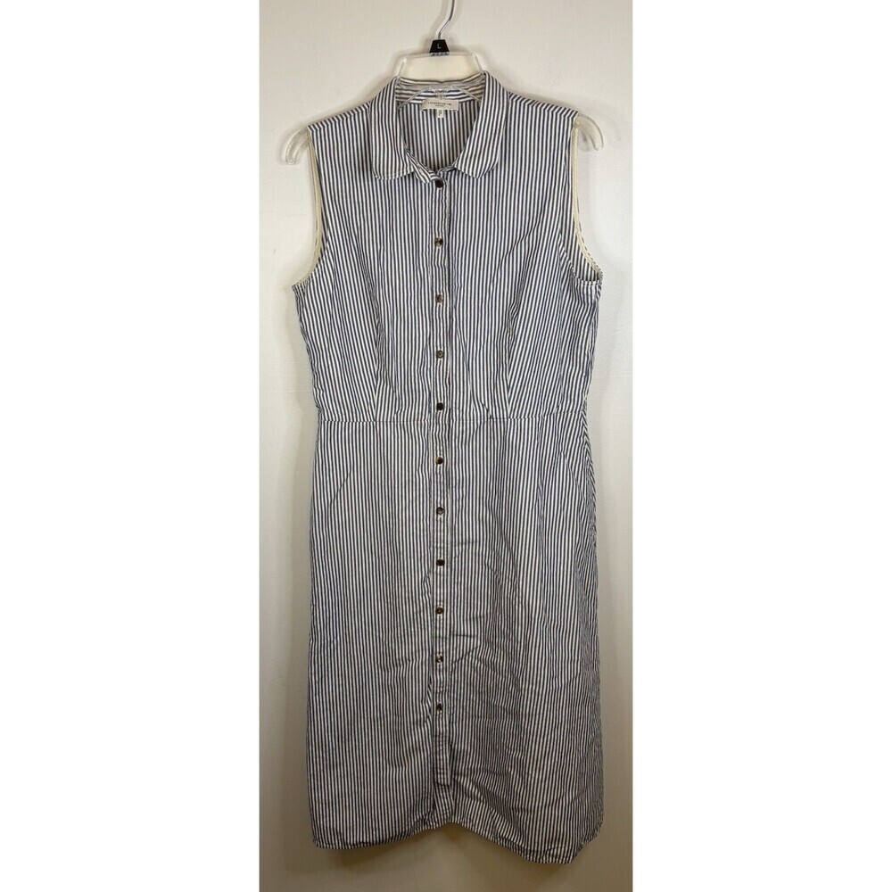 LAFAYETTE 148 Striped Shirt Dress 10 Button Front Sleeveless Nautical Classic